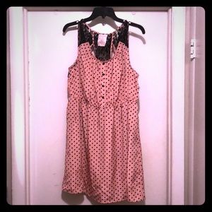 Pink polka dot mini dress